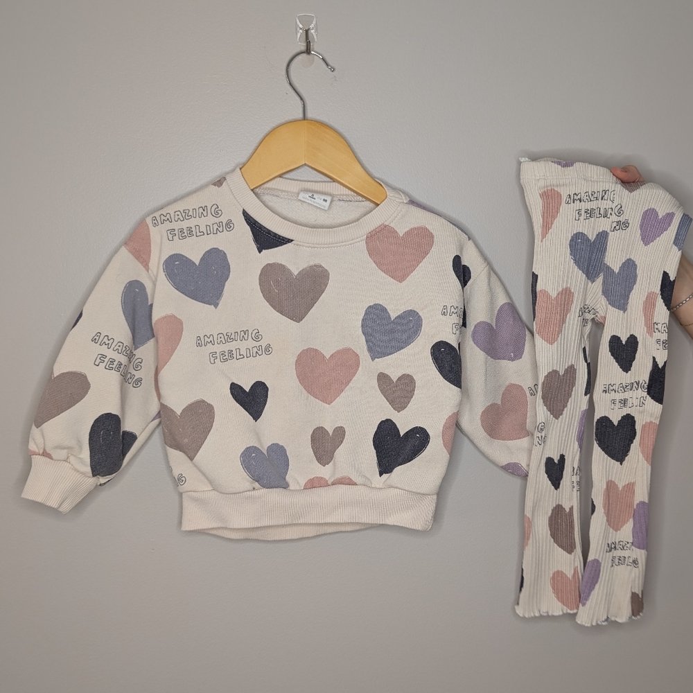 2/$40 🧡 Zara Cream Heart Outfit Set